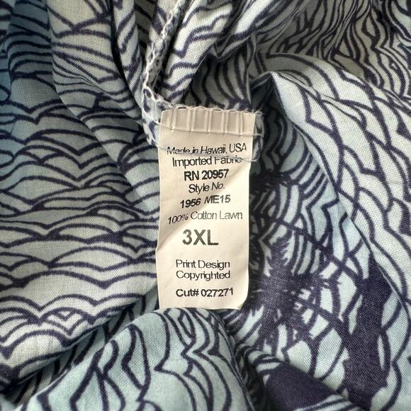 TORI RICHARD Blue Purple Waves 100% Cotton Lawn Button Up Shirt Size 3X Mens - Picture 4 of 6